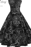 Womens Dresses 2023 Casual Floral Retro Vintage 50s 60s Robe Rockabilly Swing Pinup Vestidos Valentines Day Party