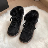 Northeast Warm Lace Low-Top Cotton Shoes Women Winter Plus Velvet Thick Circle With Snow Thick Bottom Short