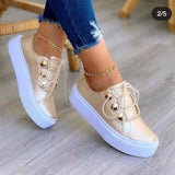 Lace Casual Single-Shoe Women 2025 Autumn New Thick-Soled Low-Top Shoes