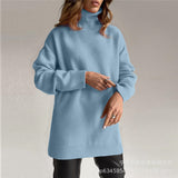 High-Necked Sweater For Autumn/Winter 2025 Women Selling Open-Fork Knitted Shirt Design Soft Tops