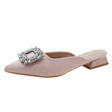 Half Slippers 2025 Spring And Summer Korean Version Of Fashion Comfortable New Pointed Drill Rough And Lazy Velvet Cool