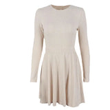 Zingj New Women's Hot Girl Wind Pure Color Round Collar Back Hollow A Word Skirt Long Sleeve