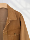 Zingj Kong Style Beauty Maillard Denim Coat Female Short Style Short Person Design Sense Fur Edge Brown Top New