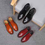 Zingj Men's Shoes High Top Covered Martin Boots Korean Men's Plus Size Fashion Men's Boots Leather