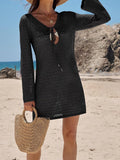 Beach Dress Sexy Hollow Perspective Knitted Long-Sleeved Bikini Shirt Sunscreen