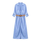 Explosion Woman With Belt Linen-Blend Shirt