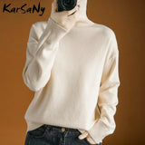 Turtleneck Women Sweater Thick Warn Pullovers For Women Knitted Tops Autumn 2023 Loose Sweater Turtleneck Women's
