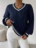 And Winter Temperament Hit The Color Of The Hangfang Sweater Loose V Collar Fashion Clad