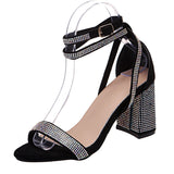 43 High-Heeled Water Drill Sandals Women Summer Foot Buckle With Exposed Toe Coarse Sandals