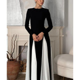 Sexy Women's New Sexy Black And White Splicing Long-Sleeved