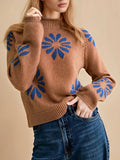 Flower Color Design 2025 New Autumn And Winter Leisure Knitted Sweater Top Long-Sleeved Female