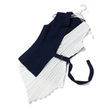New Splicing Fold Design Irregular Hem Can Be Buckled Buckle Top Vest Coat Female