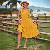 Summer Leisure Clear New Women's Single Shoulder Solid Color Flounce Waist