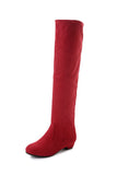 Long Boots Women's New Round Head High Cylinder Two Wearing Elastic Boots Flat Emvelvet Large Size Women's