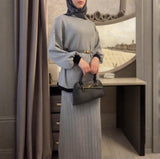 2025 New Women's Long-Sleeved Knitting Jacket Waist Half-Dress Suit
