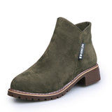 Large Size 42 Flat Bottom Short Boots Women's Round Head Side Zipper Martin Boots And Bare