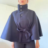 Women's Clothing Explosion Fashion Loose-Collar Collared Tidial Coat Belt