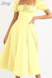 off shoulder pink women summer long dress Puff short sleeve slash neck solid a-line split beach party sundress