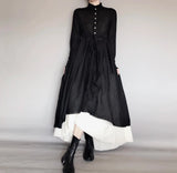 Wind Retro Two-piece Spring Autumn Yohji Yamamoto Distressed Raw Edge Fluffy Mid-length Dress Thin Female Y2K-Outfit