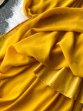 Women Slash Neck Long Sleeve Midi Dress Female Yellow/Red/Pink High Waist Ruffle Big Swing Chiffon Robe Fashion 2023