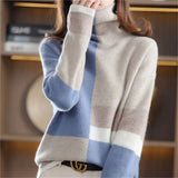 Zingj New 2023 High Collar Color Loose Lazy Wind Sweater Women's Korean Version Versatile Fashion Sweater-Outfit