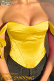 Elegant Satin Bow Tie Corset Top for Women Summer 2023 Fashion Sleeveless Backless Cropped Tops Club Party