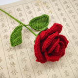 Zingj Doll Line Wine Cup Rose Wool Knitting Rose Bouquet Hand-Woven Eternal Flower Wool Flower