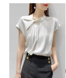 And South Korea 2025 Summer New Heart Machine Details Collar Refreshing Tian Silk Mixed Spinning French Small