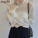 Women Pure Turtleneck All-match Stylish Casual Artistic Newest Korean Style Mujer Popular Clothes College Spring