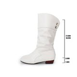 Large-Size With Thin High-Sleet Girls Autumn And Winter White Students Thick And Leather Knight