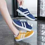 Derain Shoes Women's New Autumn 2025 New Striped Thick-Soled Shoes Women's Low-Top Casual