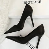 Shoes Woman Pumps Silk Ladies Shoes High Heels Spring New Stiletto Heels Party Shoes Plus Size 43 Salto Alto