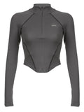 long sleeve crop top with seam