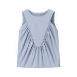 Women's Dress 2025 Summer Collar Sleeveless Wrinkle Shirt Shirt Top Women