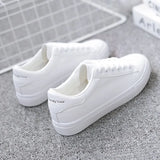 Version Of 2025 Leather Small White Shoes Four Seasons Single Shoes New Basic Female Students Flat Bottom Lace Sports Plate
