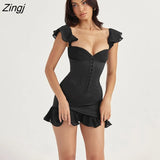 Sexy Off Shoulder Mini Dress Women Black Sleeveless Spaghetti Strap Female Dress Summer Slim Elegant Partywear