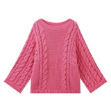 And Winter Women's Fashion Temperament Round Horn Sleeve Knitted Sweater Loose Knitted