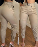 Waist Button Pocket Design Ankle Banded