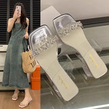 High And Cool Slippers Women Summer Wear High-End Sense 2025 New Transparent Coarse And Skirts Word