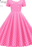 Dot Print Women A-line Summer Dress Red Peter pan Collar Elegant Vintage Midi Party dress Casual Vestidos