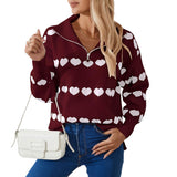 And Winter New Sweater Women Fashion Zipper Love Love Long-Sleeved