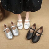 Hollow Mary Treasure Shoes Women 2025 Autumn Round Head Casual Button Button Single Shoe Trend Hit Female