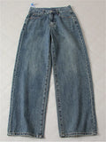 Design Streetwear Vintage High Waist Blue Jeans Women Korean Version of Loose And Floor-Length Fashion Pants 2023