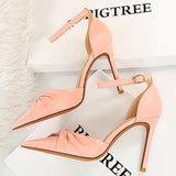 Shoes Leather Women Sandals Fashion Hollow Sandals Summer High Heels Shoes Women Bow-knot Heeled Sandals Stiletto