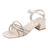 Drill Sandals In Women's Sandals 2025 Summer New Thick Heel With Buckle Fairy Wind Toess