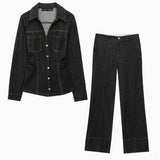 Women's Clothing INS Explosive Fashion Collar Line Decoration Double Pocket Loose And Easy To Catch The