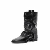 Heavy Trouser Tube Boots Women's Tips 2025 Autumn And Winter Design Feel The Western Boots In The Coarse And Medium Boots Women's