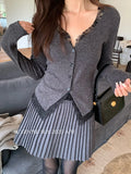 Xixi 2025 Autumn White Label New Temperament Lace V-Neck Wool Bottoming Shirt Women