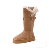 Wearing Brown Thick-Sled Hairy Boots 2025 Winter Plus Velvet Cotton Shoes To Keep Warm Northeast Snow