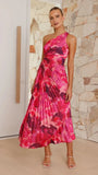 Zingj Spring And Summer Elegant Folding Dress Single Shoulder Waist Hollow Dress